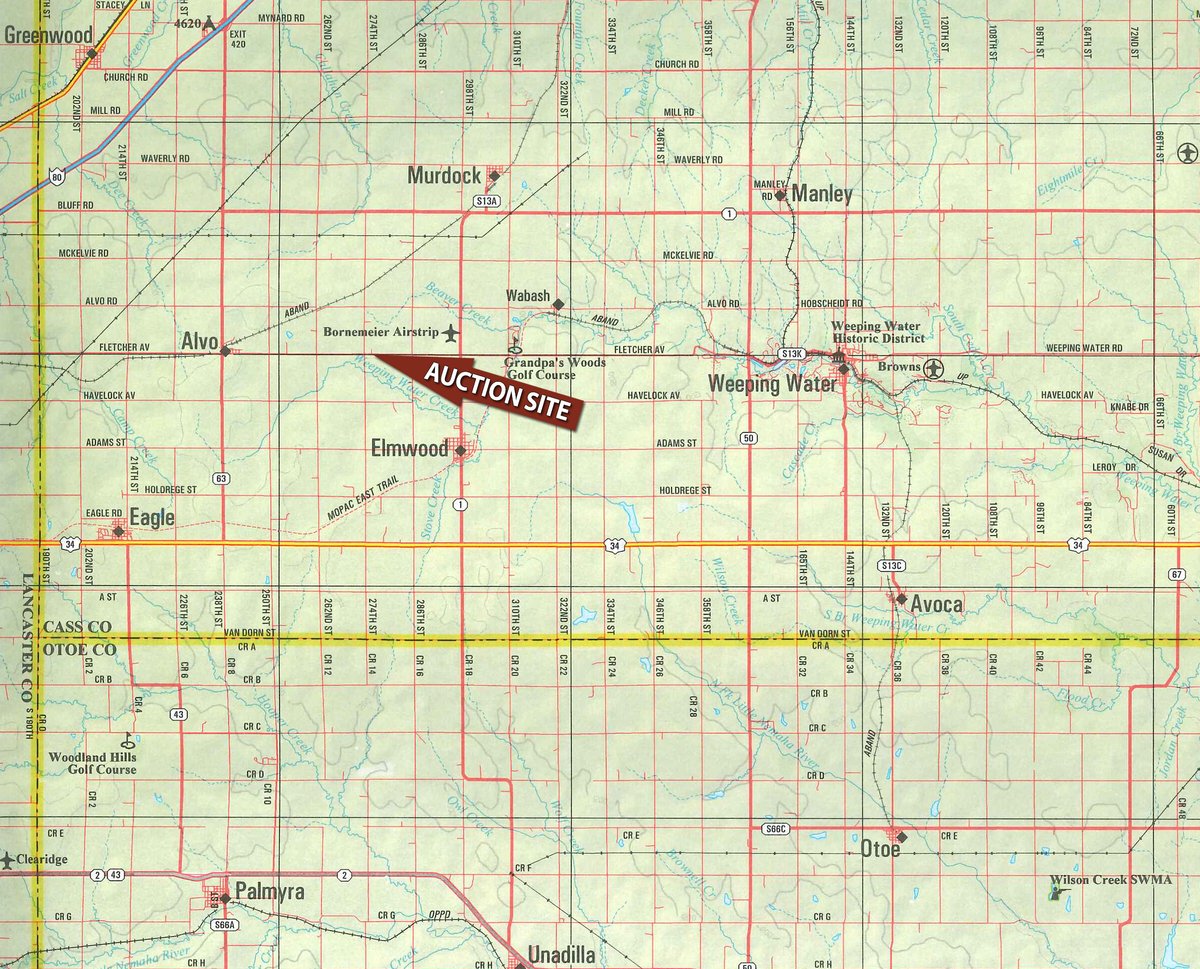 Area map - FARM EQUIPMENT AUCTION IN CASS COUNTY, NEBRASKA